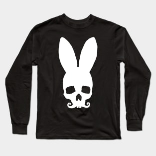 Moustached Rabbit Skull Long Sleeve T-Shirt